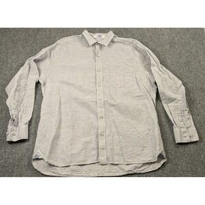 Johnston & Murphy Men's Button Front Shirt Large Blue White Micro Check Pocket